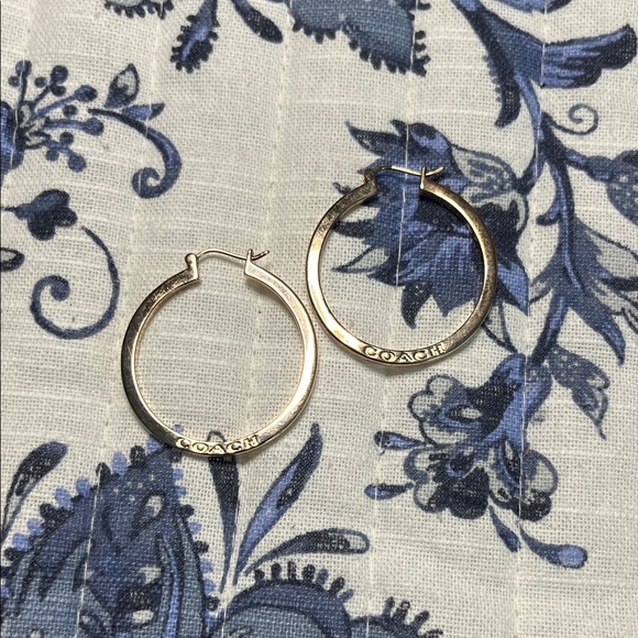 Coach Rose Gold-Tone Signature Logo Hoop Earrings - Picture 1 of 3